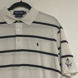 Vtg Polo Golf Ralph Lauren Pima Cotton Polo Shirt Mens Large Blue White Striped